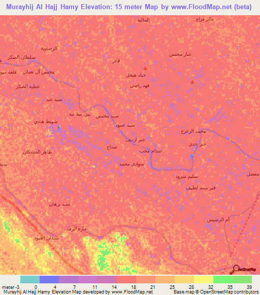 Murayhij Al Hajj Hamy,Iraq Elevation Map