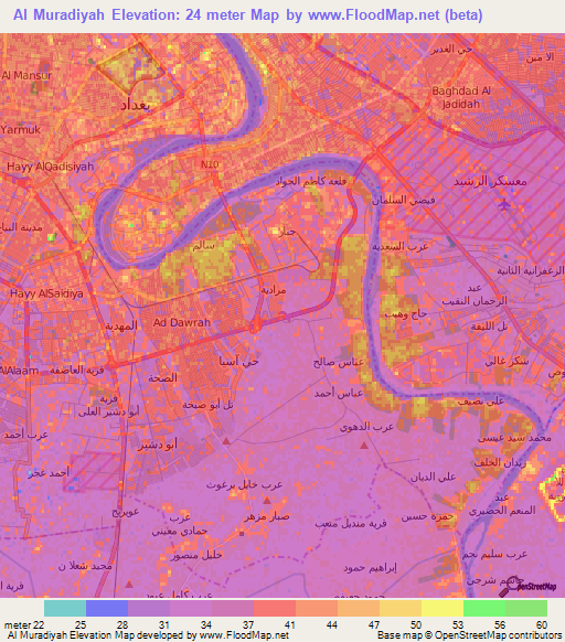 Al Muradiyah,Iraq Elevation Map