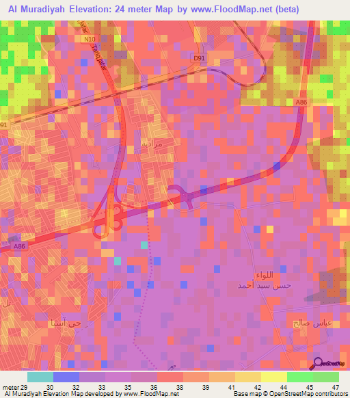 Al Muradiyah,Iraq Elevation Map