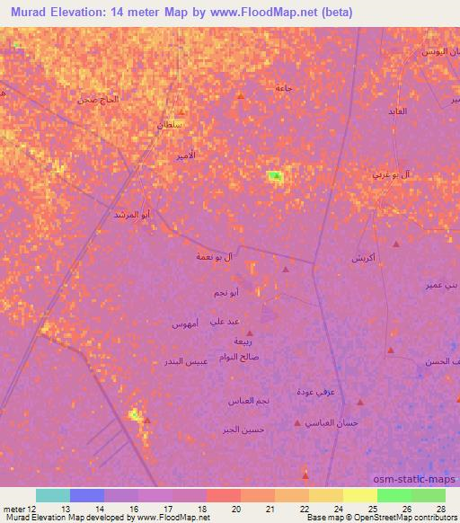 Murad,Iraq Elevation Map