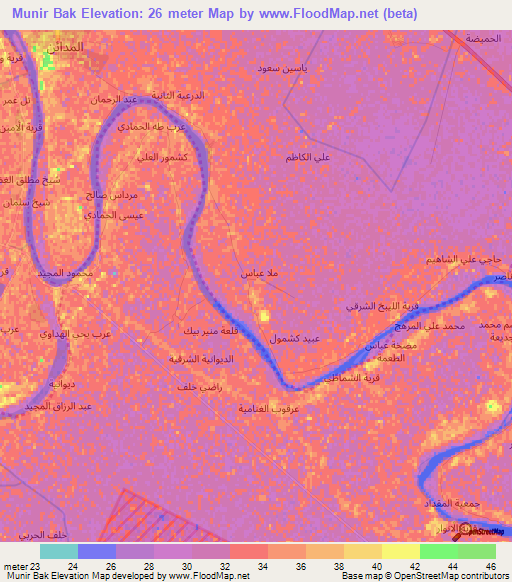 Munir Bak,Iraq Elevation Map