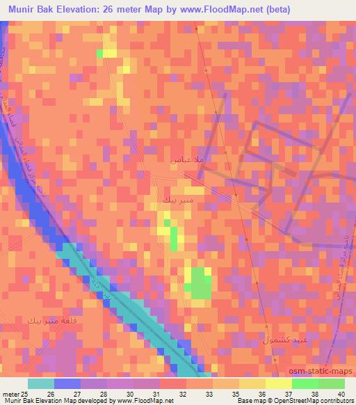 Munir Bak,Iraq Elevation Map