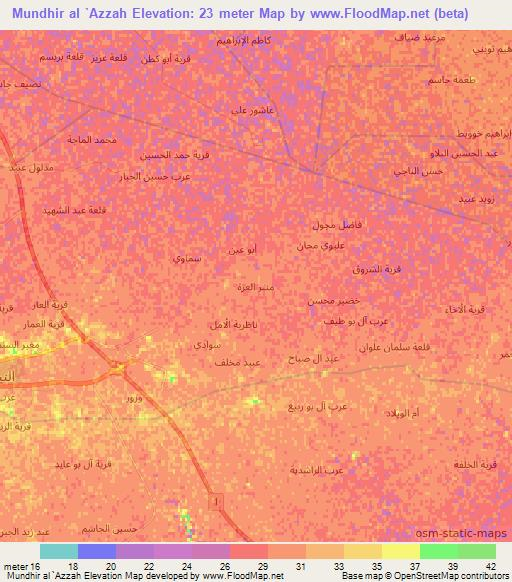 Mundhir al `Azzah,Iraq Elevation Map