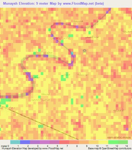 Munaysh,Iraq Elevation Map