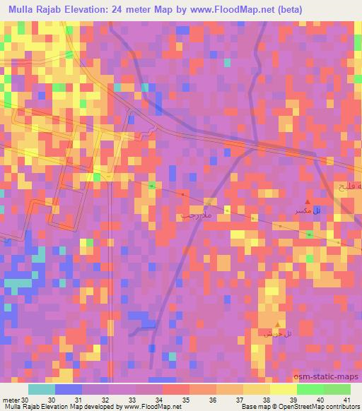 Mulla Rajab,Iraq Elevation Map