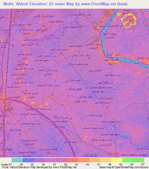 Mulla `Abbud,Iraq Elevation Map