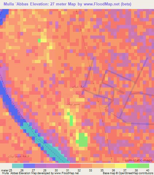 Mulla `Abbas,Iraq Elevation Map