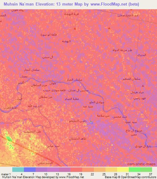 Muhsin Na`man,Iraq Elevation Map