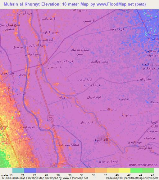 Muhsin al Khurayt,Iraq Elevation Map