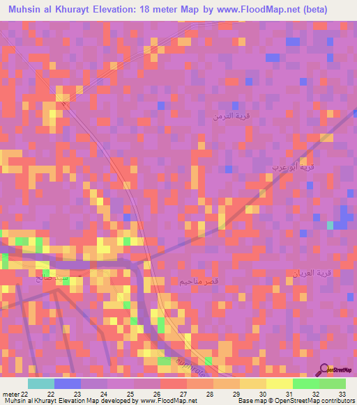 Muhsin al Khurayt,Iraq Elevation Map