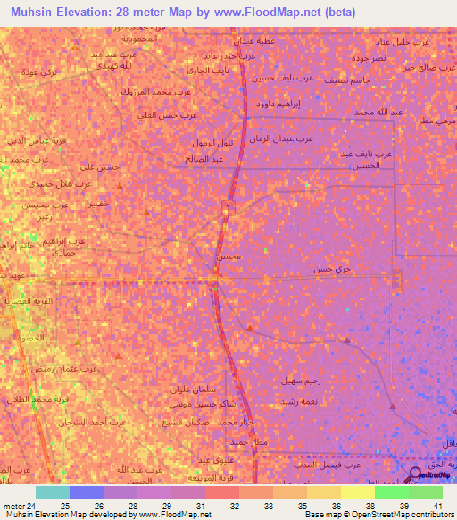 Muhsin,Iraq Elevation Map