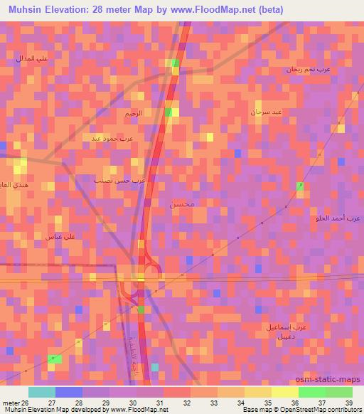 Muhsin,Iraq Elevation Map
