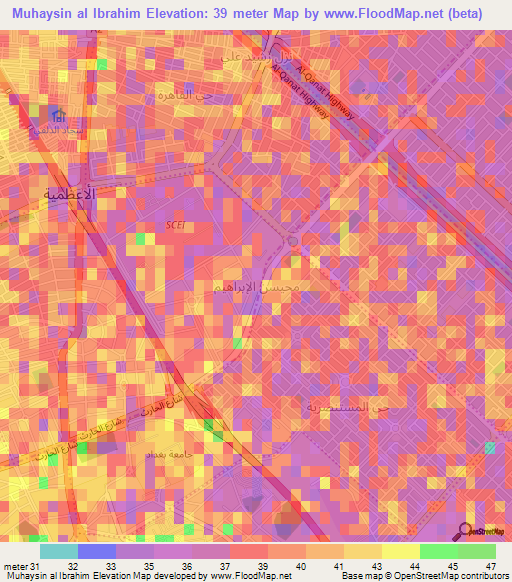 Muhaysin al Ibrahim,Iraq Elevation Map