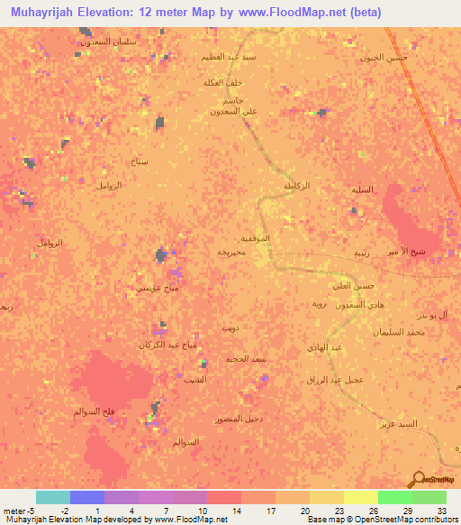 Muhayrijah,Iraq Elevation Map