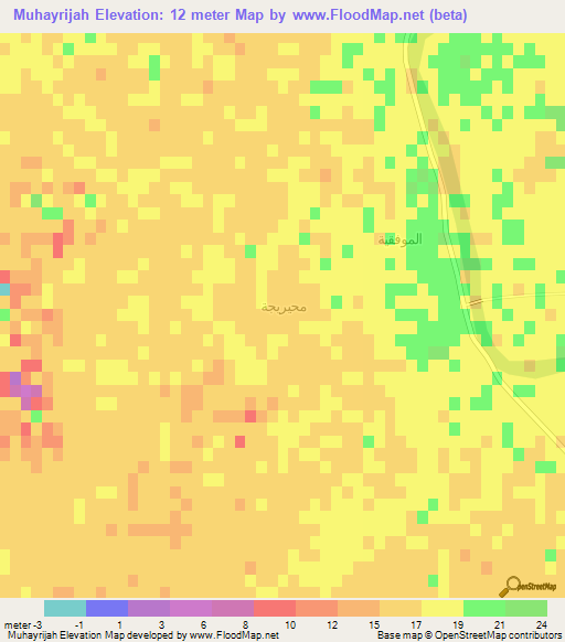 Muhayrijah,Iraq Elevation Map