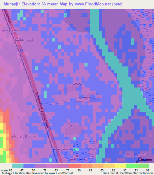 Muhayjir,Iraq Elevation Map