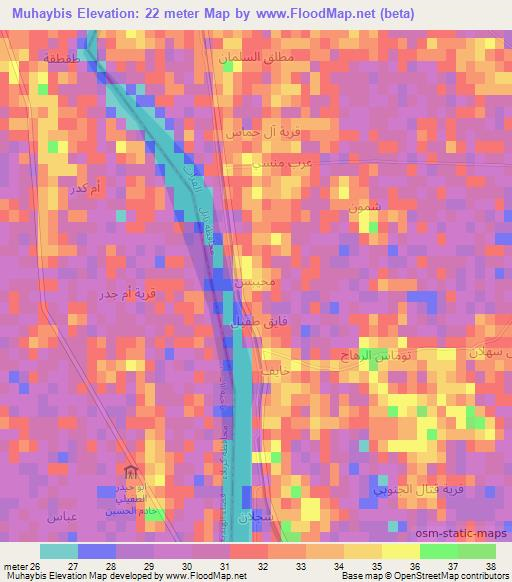 Muhaybis,Iraq Elevation Map