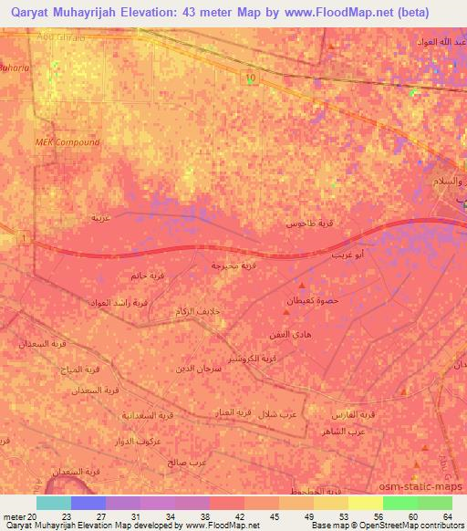 Qaryat Muhayrijah,Iraq Elevation Map