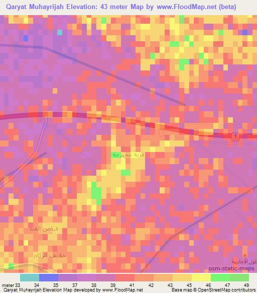 Qaryat Muhayrijah,Iraq Elevation Map