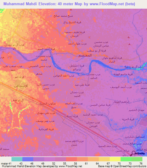 Muhammad Mahdi,Iraq Elevation Map