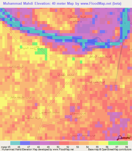 Muhammad Mahdi,Iraq Elevation Map