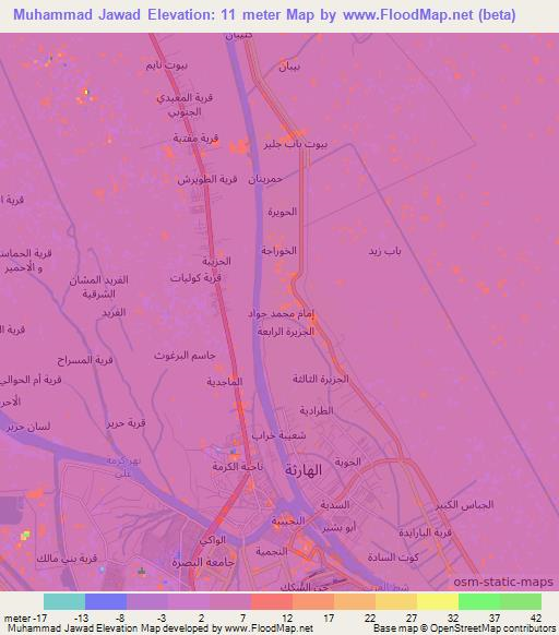 Muhammad Jawad,Iraq Elevation Map