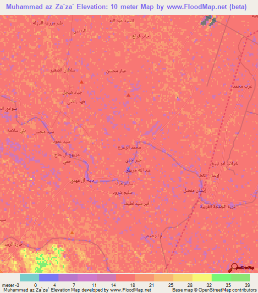 Muhammad az Za`za`,Iraq Elevation Map