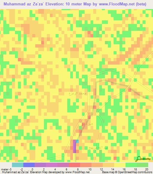 Muhammad az Za`za`,Iraq Elevation Map