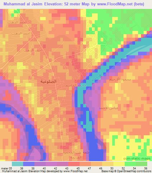 Muhammad al Jasim,Iraq Elevation Map