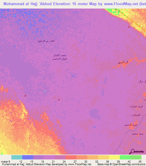 Muhammad al Hajj `Abbud,Iraq Elevation Map