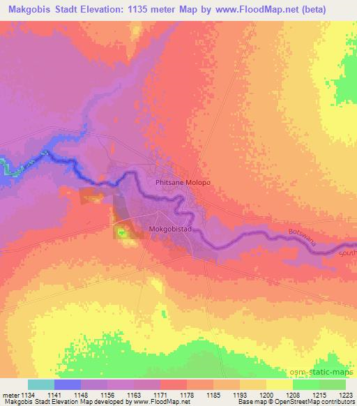 Makgobis Stadt,South Africa Elevation Map