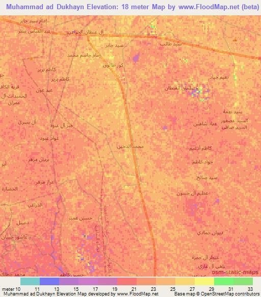 Muhammad ad Dukhayn,Iraq Elevation Map