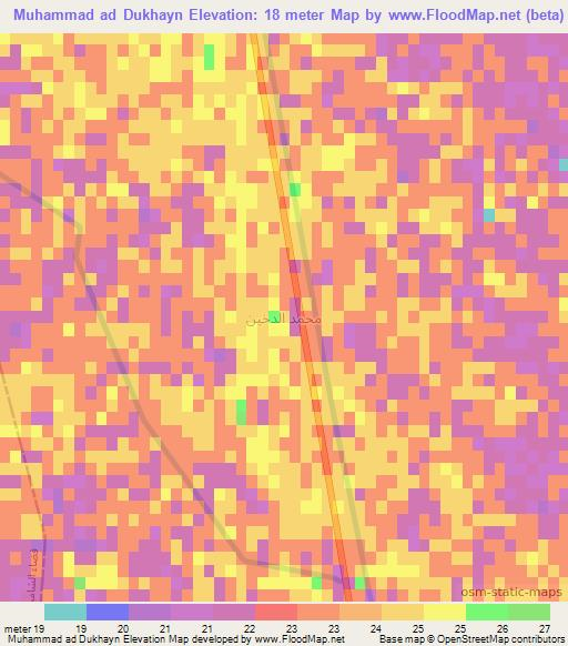 Muhammad ad Dukhayn,Iraq Elevation Map