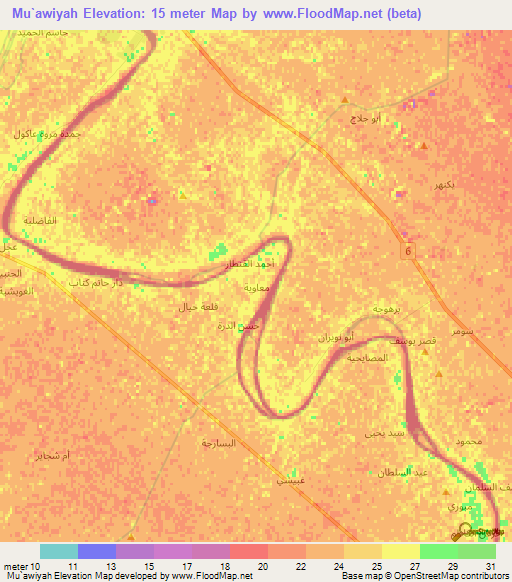 Mu`awiyah,Iraq Elevation Map