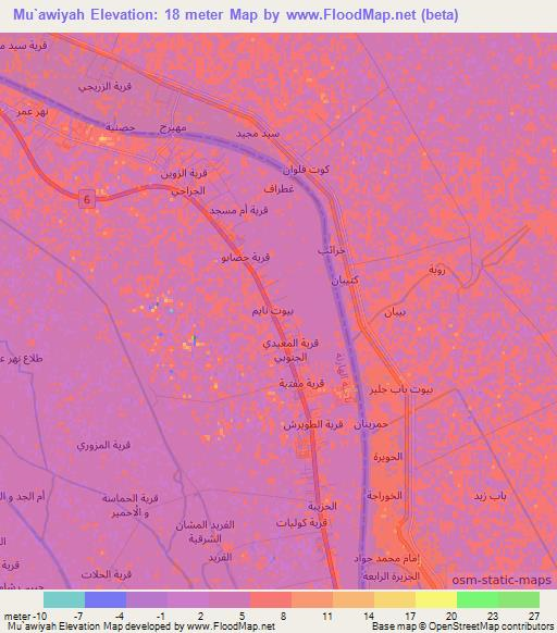 Mu`awiyah,Iraq Elevation Map