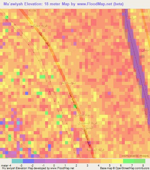 Mu`awiyah,Iraq Elevation Map