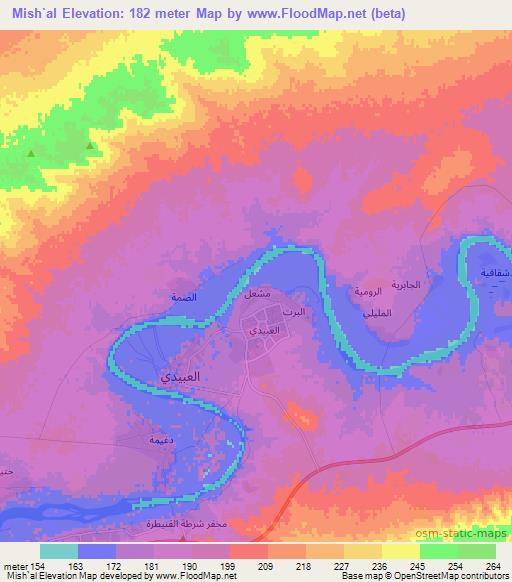 Mish`al,Iraq Elevation Map