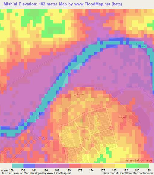 Mish`al,Iraq Elevation Map