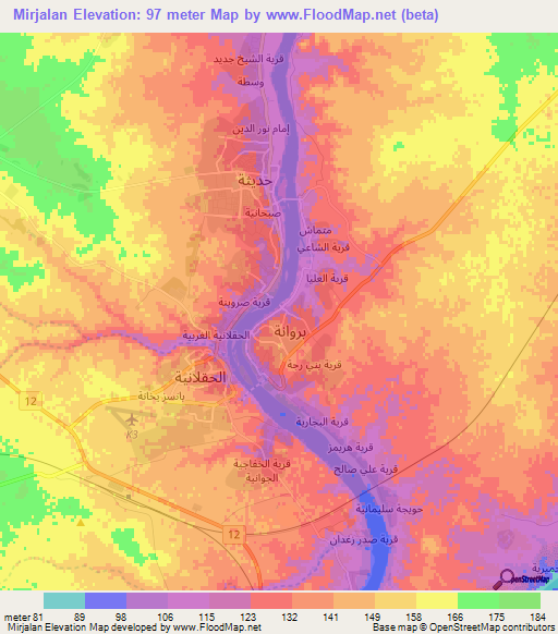 Mirjalan,Iraq Elevation Map