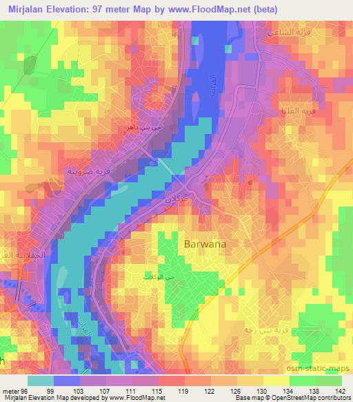 Mirjalan,Iraq Elevation Map