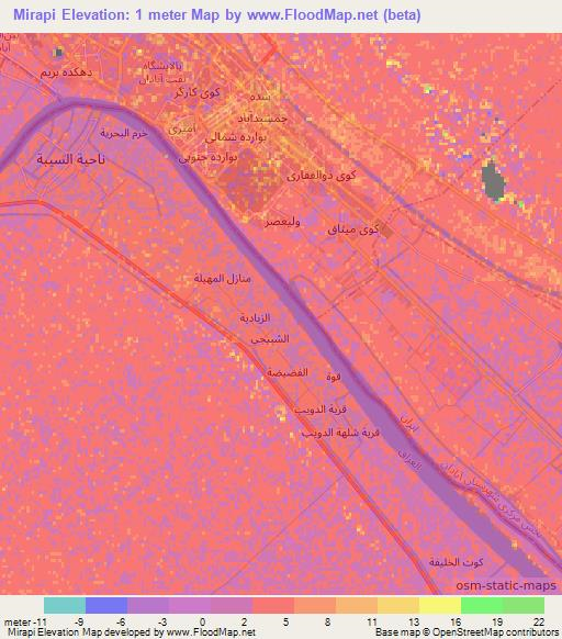 Mirapi,Iraq Elevation Map