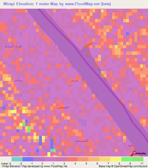 Mirapi,Iraq Elevation Map