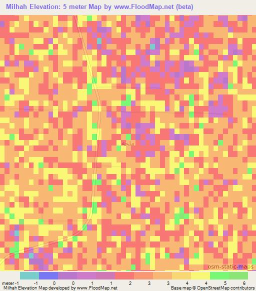Milhah,Iraq Elevation Map