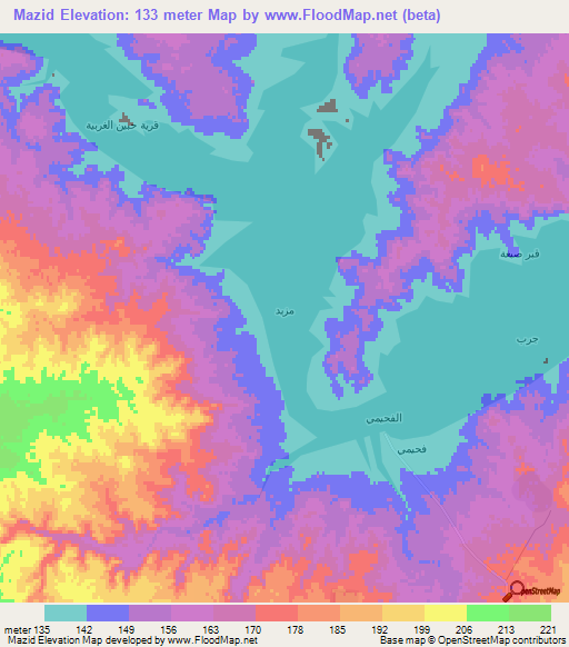 Mazid,Iraq Elevation Map