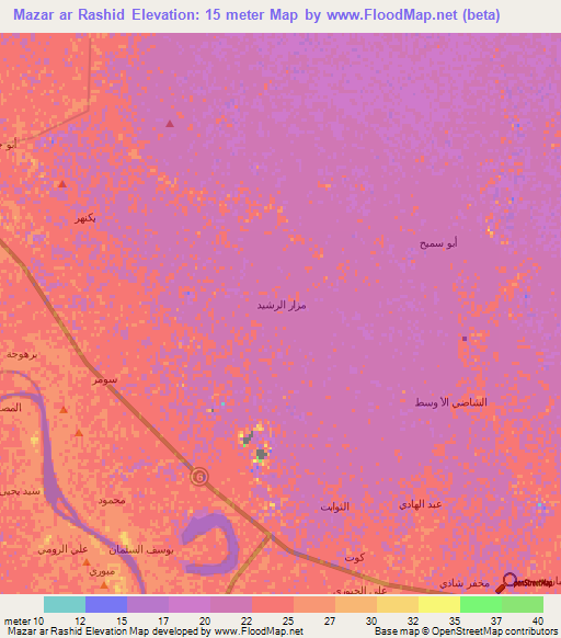 Mazar ar Rashid,Iraq Elevation Map