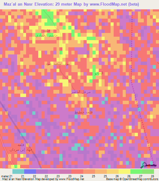 Maz`al an Nasr,Iraq Elevation Map