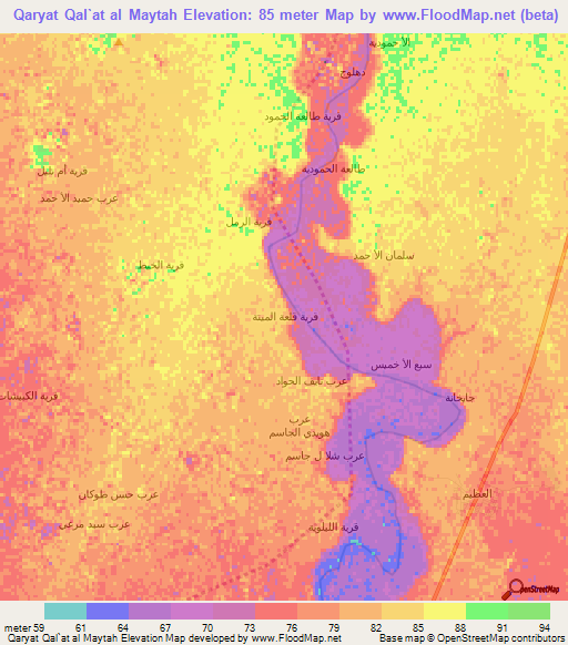 Qaryat Qal`at al Maytah,Iraq Elevation Map