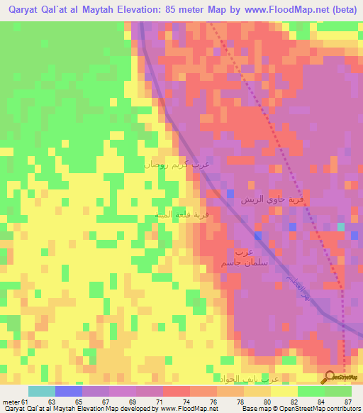 Qaryat Qal`at al Maytah,Iraq Elevation Map