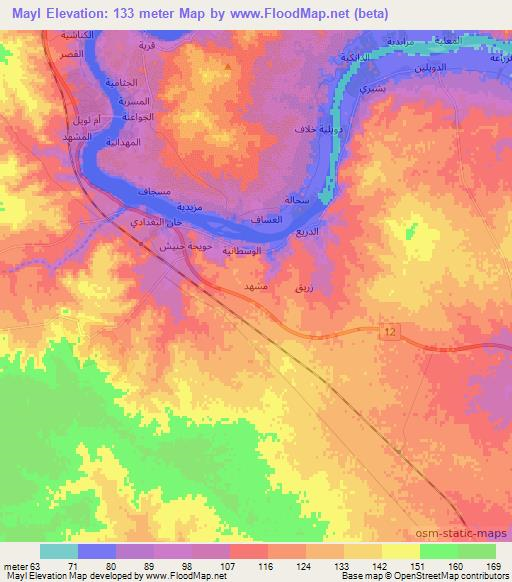 Mayl,Iraq Elevation Map