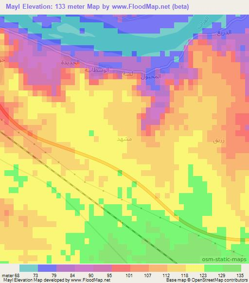 Mayl,Iraq Elevation Map